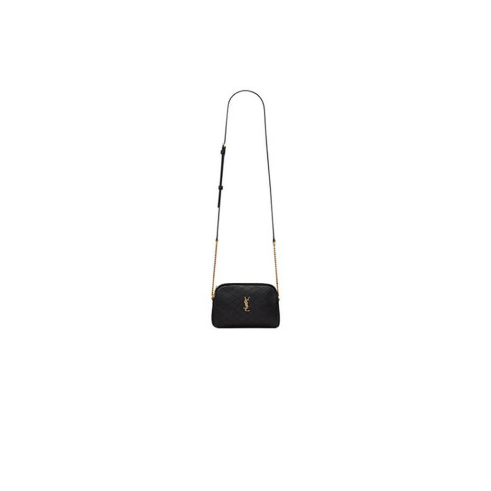 Black YSL Gaby zipped pouch in quilted lambskin