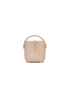 Dark beige YSL LE 37 mini in shiny leather