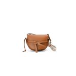 Tan Loewe Small Gate bag in soft calfskin and jacquard