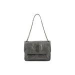 Grey SAINT LAURENT NIKI MEDIUM IN CRINKLED VINTAGE LEATHER