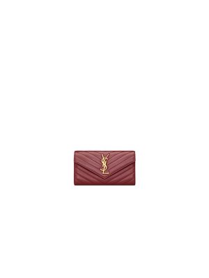 Red YSL CASSANDRE MATELASSE LARGE FLAP WALLET IN GRAIN DE POUDRE LEATHER