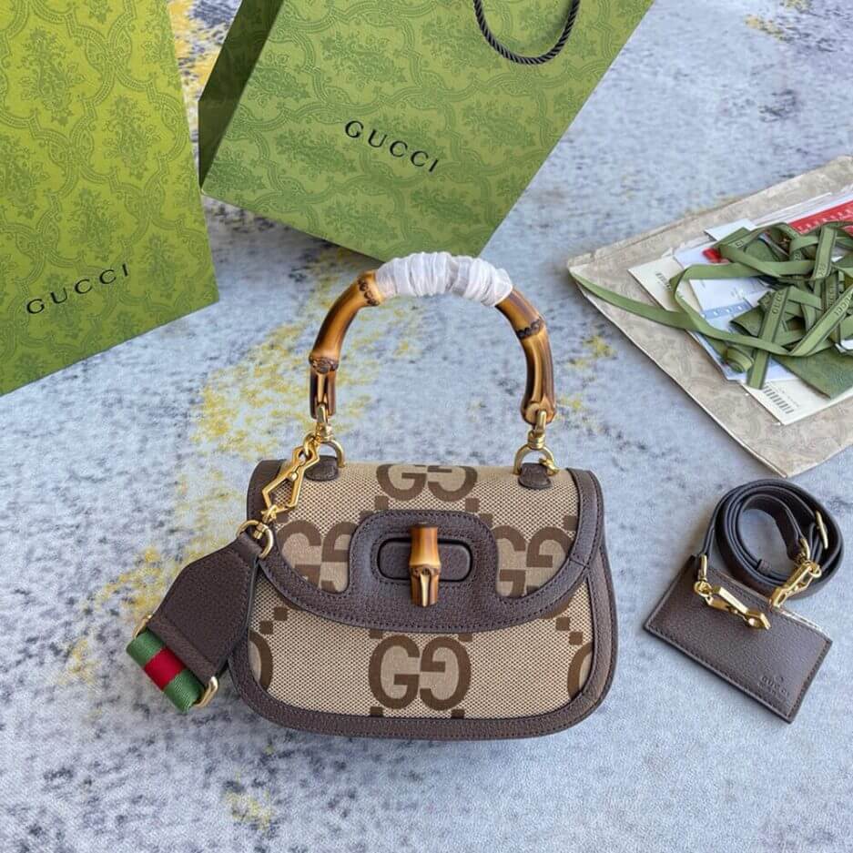 GUCCI BAMBOO 1947 JUMBO GG SMALL TOP HANDLE BAG - Image 2