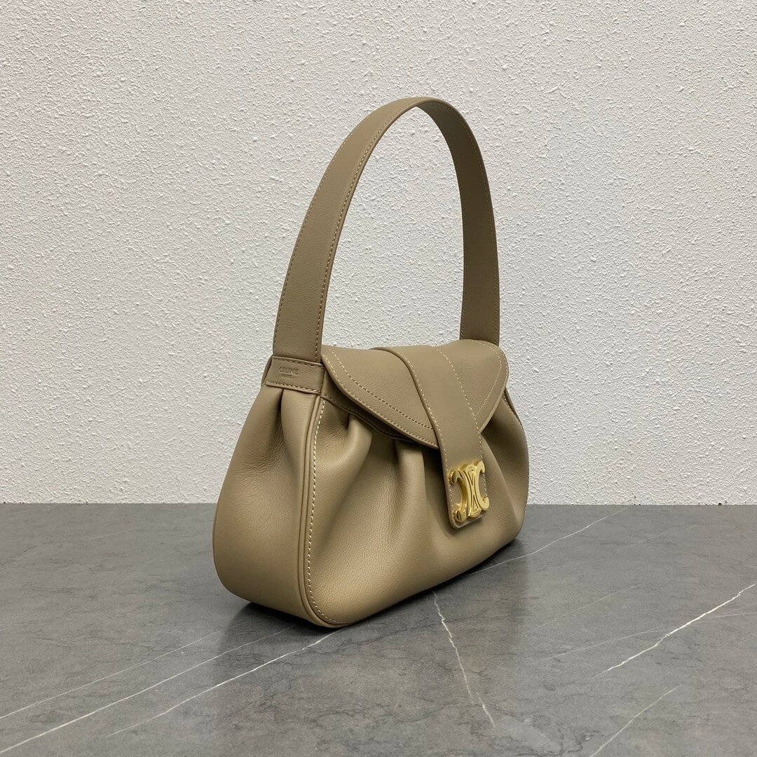 Dark Brown CELINE Medium POLLY bag in soft calfskin - Image 3