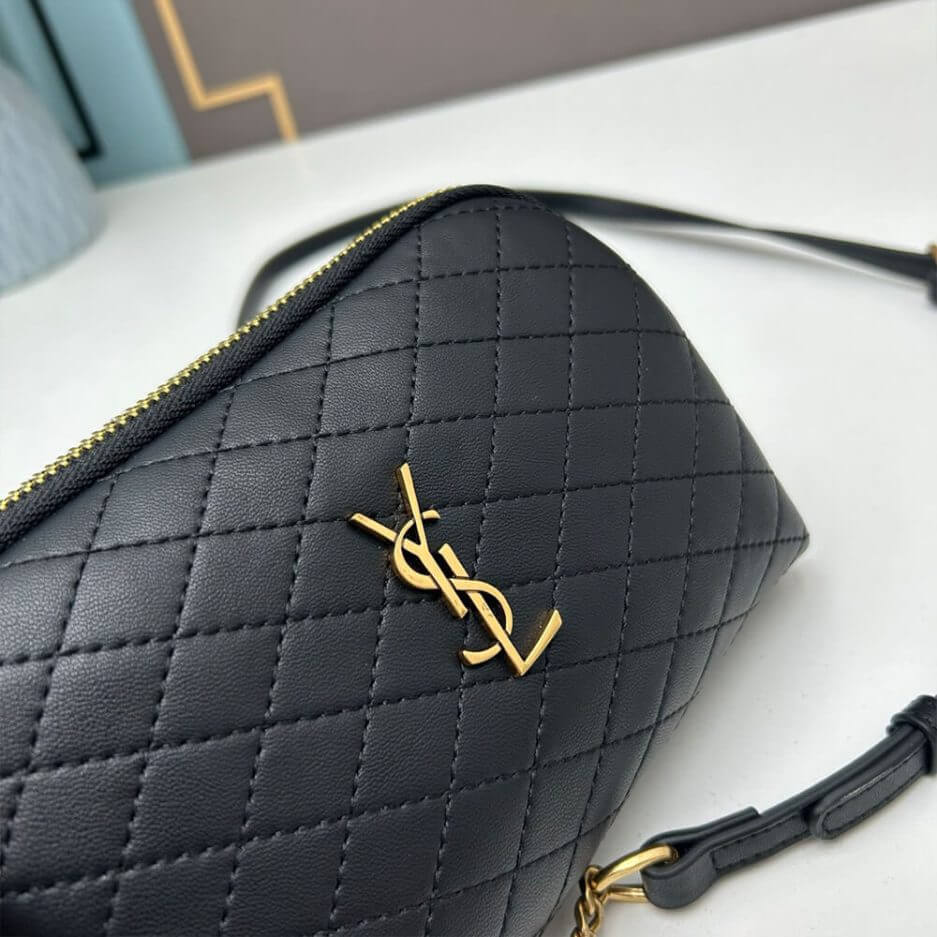 Black YSL Gaby zipped pouch in quilted lambskin - Image 6