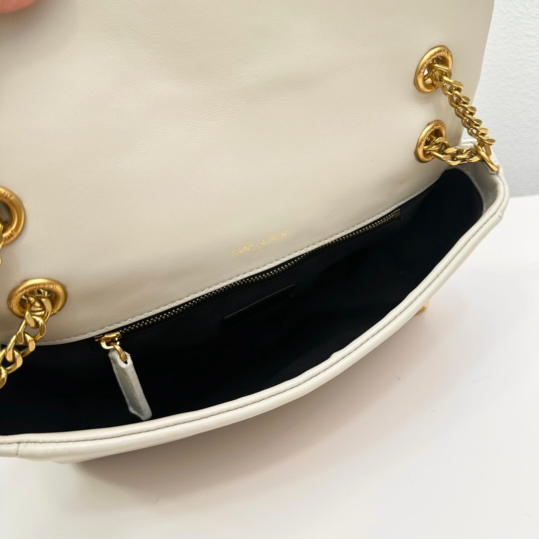 White YSL CALYPSO small in plunged lambskin - Image 8